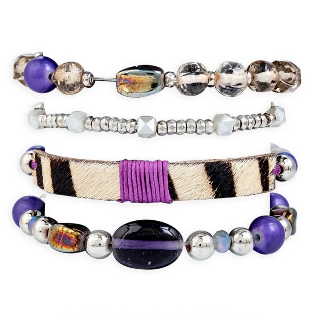 Myra Bag Handcrafted Stacked Bracelet 4 Stacked Bracelet 'Northspoon"- New - Picture 2 of 4